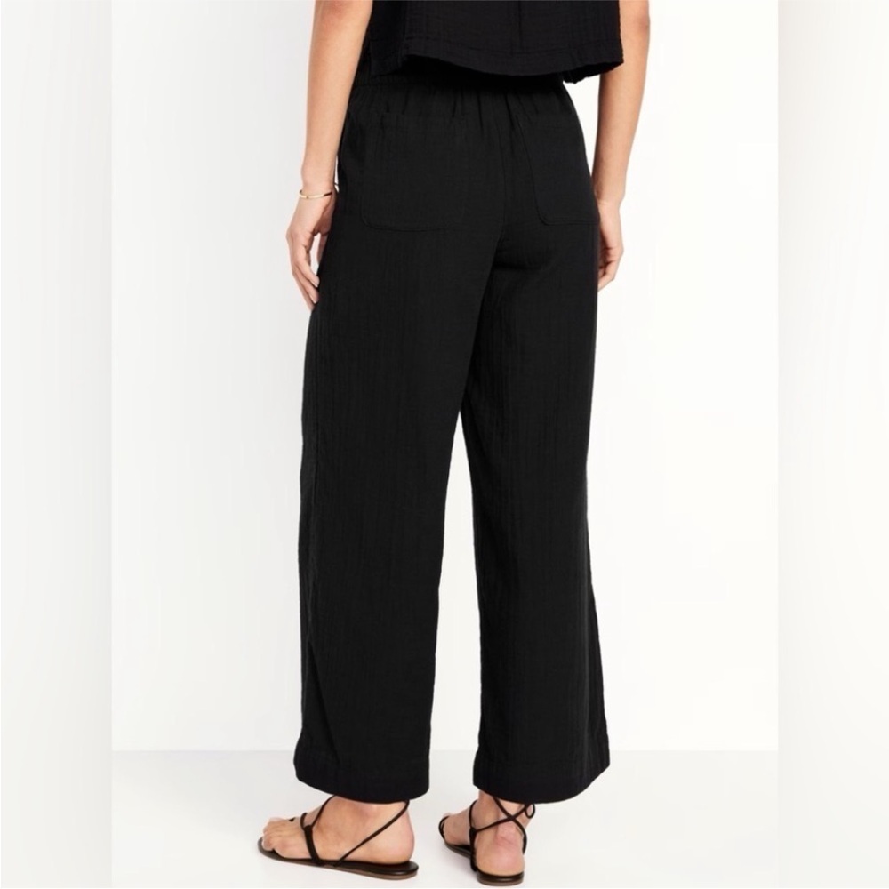 NWT! Black High-Waisted Crinkle Gauze Pull-On Ankle Pants - Multiple 💛 - Picture 2 of 7